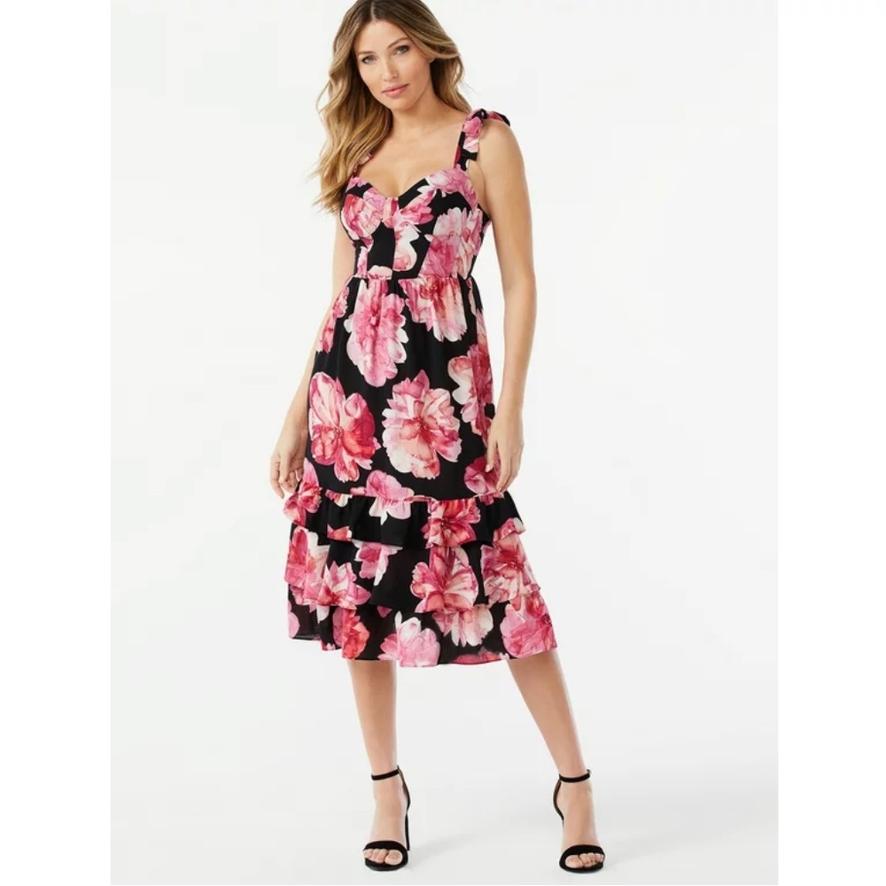 Sofia Jeans by Sofia Vergara Women's Bustier Midi Sundress floral small new $36